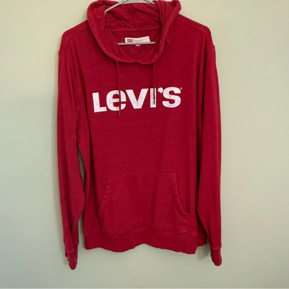 Levi's Red Hoodie unisex lightweight terry cloth size L